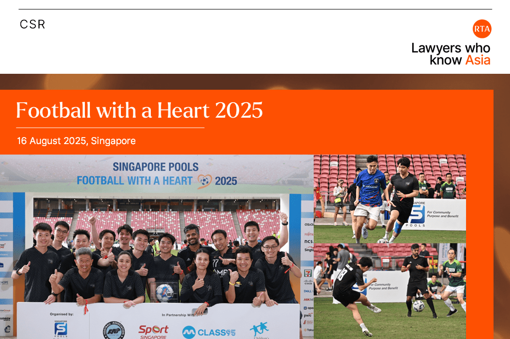 Rajah & Tann Singapore is a proud sponsor of Singapore Pools' Football with a Heart 2025