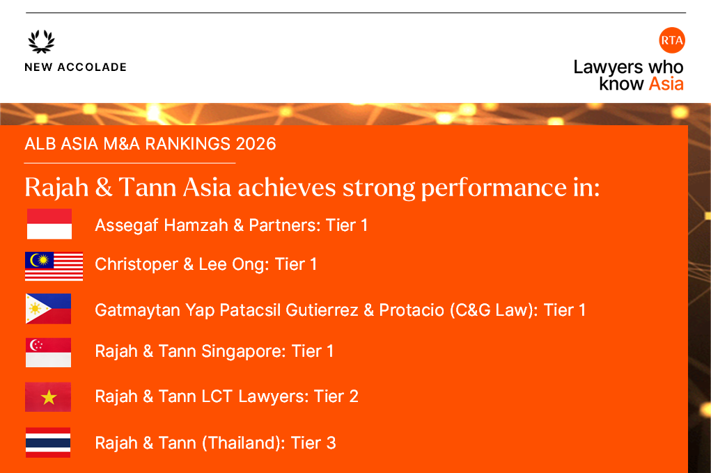 Rajah & Tann Asia achieves strong performance at ALB Asia M&A Rankings 2026